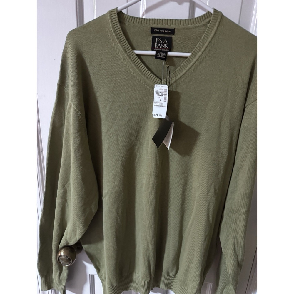 Jos A Bank Sweater Mens XL Sage Green Signature Collection Pima Cotton New